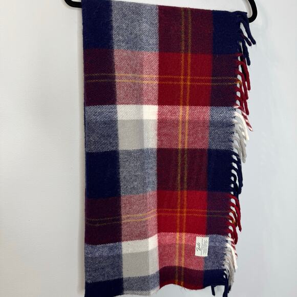 Vintage Faribo Faribault Woolen Mill Company Plaid Red Blue Wool Throw Blanket - Picture 6 of 7